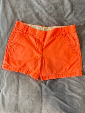 J. Crew Bright Orange Chino Shorts Size 6 5.5” Inseam Classic Clean Front